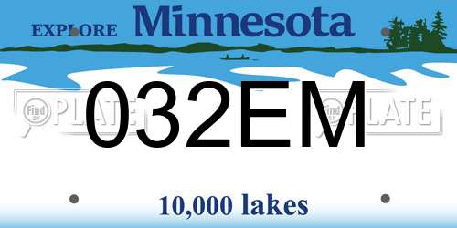 032EM Minnesota License Plate