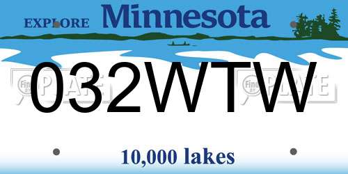032WTW Minnesota License Plate