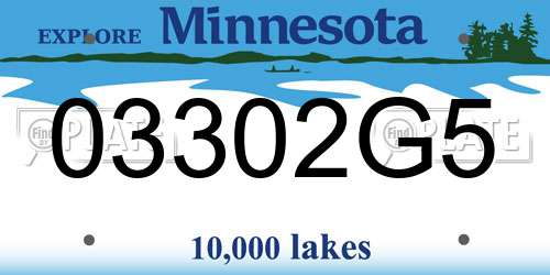 03302G5 Minnesota License Plate