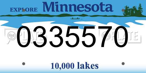 0335570 Minnesota License Plate