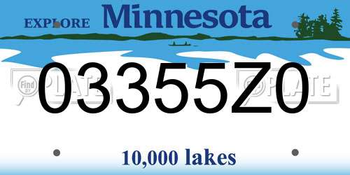 03355Z0 Minnesota License Plate