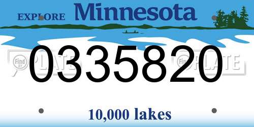 0335820 Minnesota License Plate