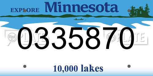 0335870 Minnesota License Plate