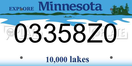 03358Z0 Minnesota License Plate