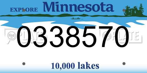 0338570 Minnesota License Plate
