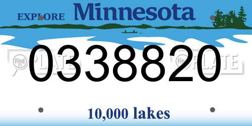 0338820 Minnesota License Plate