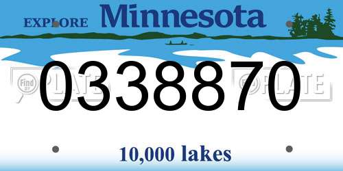 0338870 Minnesota License Plate