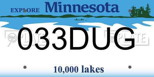 033DUG Minnesota License Plate