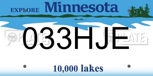 033HJE Minnesota License Plate