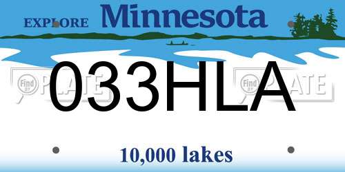 033HLA Minnesota License Plate