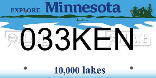 033KEN Minnesota License Plate