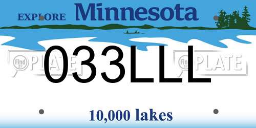 033LLL Minnesota License Plate