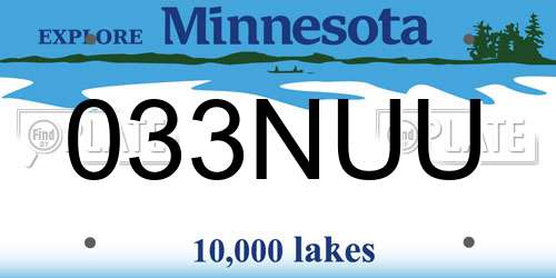 033NUU Minnesota License Plate