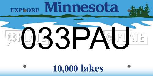033PAU Minnesota License Plate