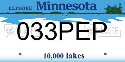 033PEP Minnesota License Plate