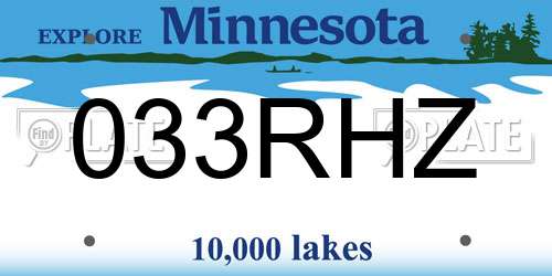 033RHZ Minnesota License Plate