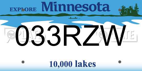 033RZW Minnesota License Plate