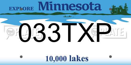 033TXP Minnesota License Plate