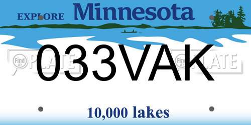 033VAK Minnesota License Plate