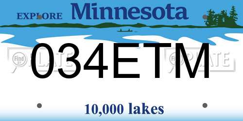 034ETM Minnesota License Plate