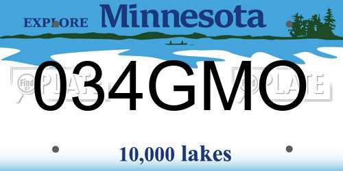 034GMO Minnesota License Plate