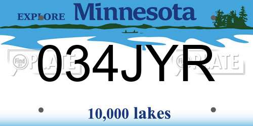 034JYR Minnesota License Plate