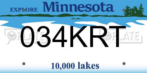 034KRT Minnesota License Plate