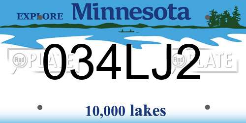 034LJ2 Minnesota License Plate