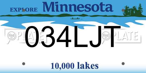 034LJT Minnesota License Plate