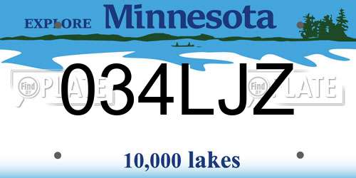 034LJZ Minnesota License Plate