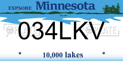 034LKV Minnesota License Plate
