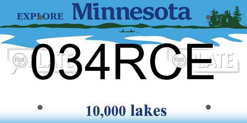 034RCE Minnesota License Plate