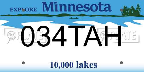 034TAH Minnesota License Plate