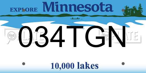 034TGN Minnesota License Plate