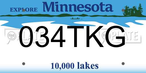 034TKG Minnesota License Plate
