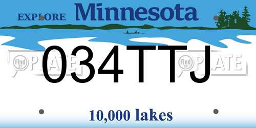 034TTJ Minnesota License Plate