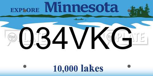 034VKG Minnesota License Plate