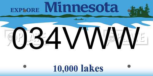 034VWW Minnesota License Plate