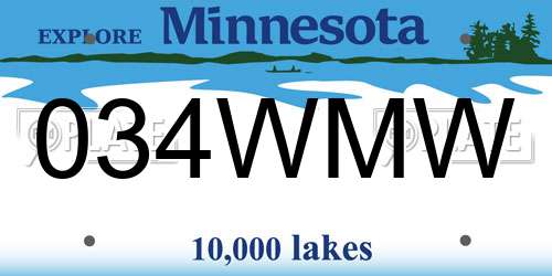 034WMW Minnesota License Plate