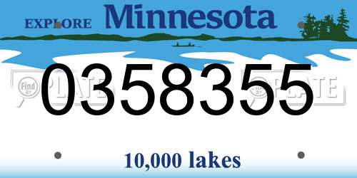 0358355 Minnesota License Plate