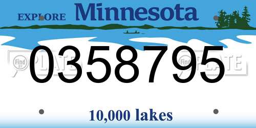 0358795 Minnesota License Plate