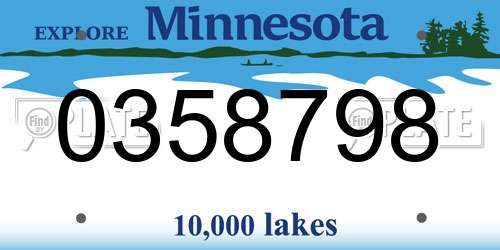 0358798 Minnesota License Plate