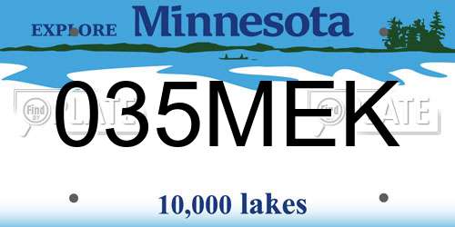 035MEK Minnesota License Plate