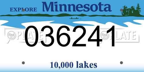 036241 Minnesota License Plate