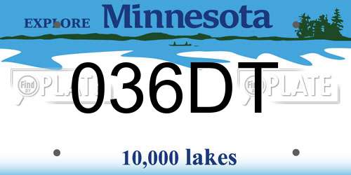 036DT Minnesota License Plate
