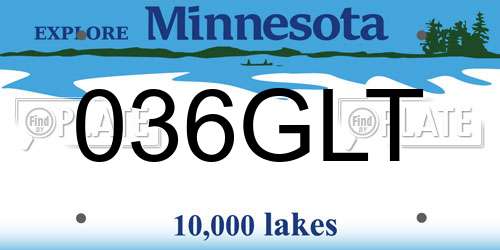 036GLT Minnesota License Plate