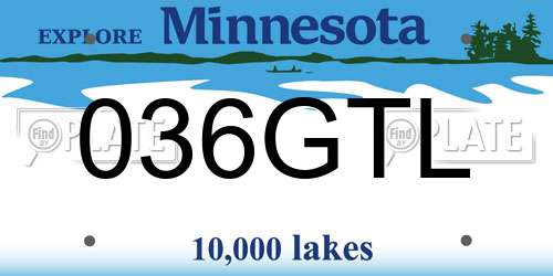 036GTL Minnesota License Plate