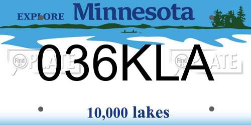 036KLA Minnesota License Plate