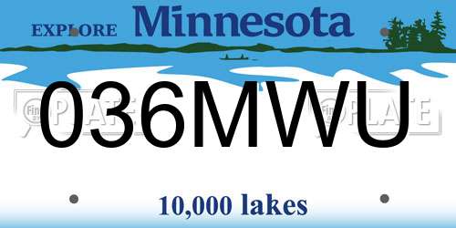 036MWU Minnesota License Plate