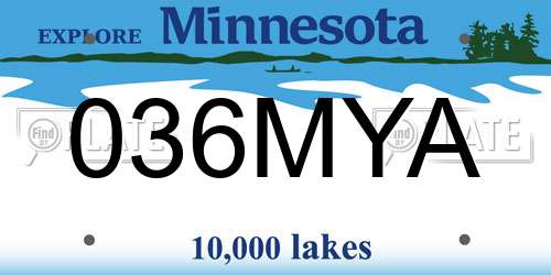 036MYA Minnesota License Plate